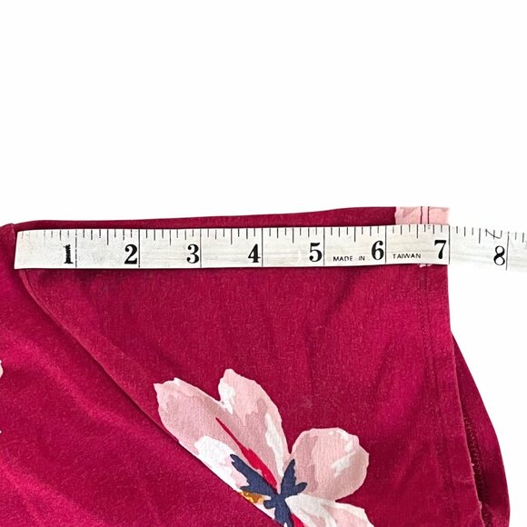 Old Navy Faux-Wrap Jersey Dress Women Size Large Burgundy Floral Waist-Defined - Picture 14 of 15